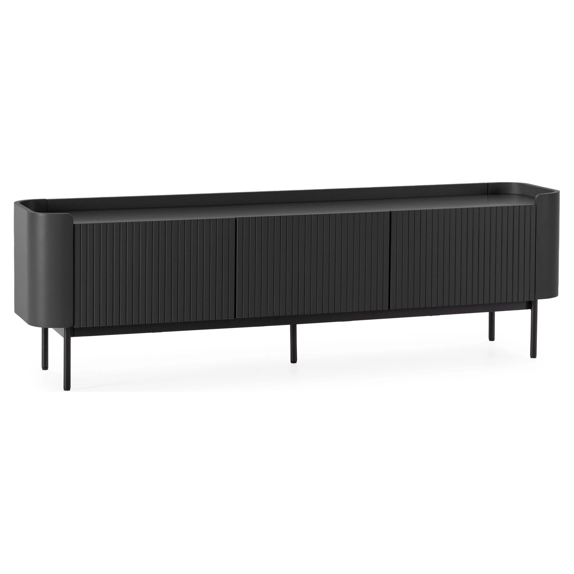 mueble tv negro acanalado 180cm