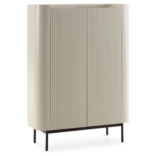 mueble auxiliar crema acabado acanalado