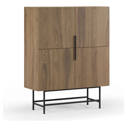 mueble auxiliar alto roble metal
