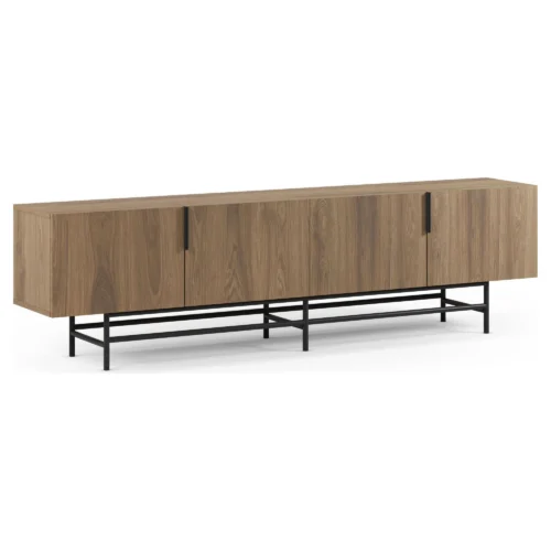 mueble tv roble patas metalicas