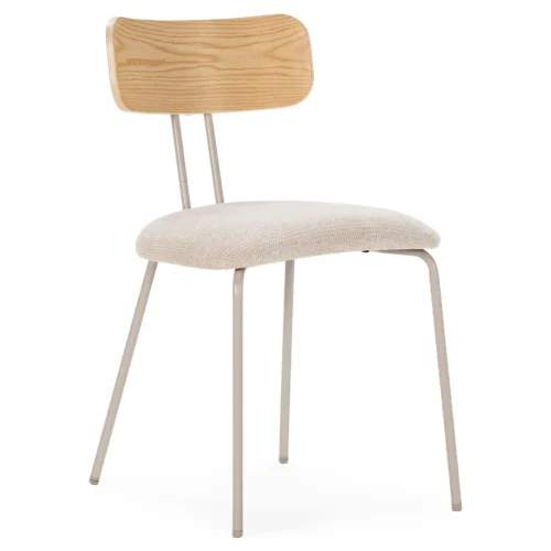 silla comedor beige roble metal