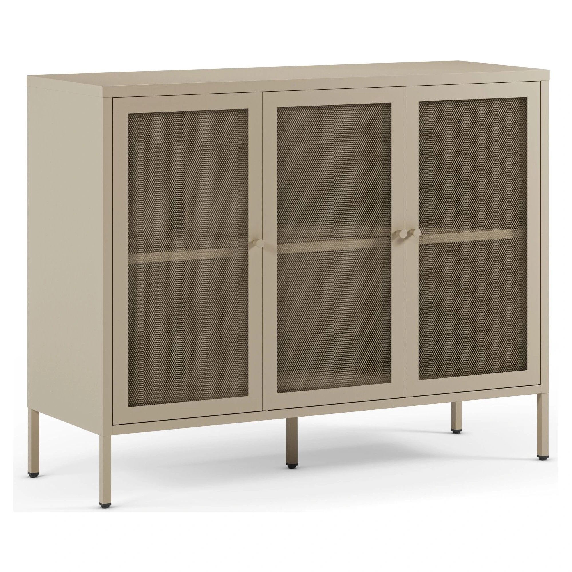 aparador metalico beige 3 puertas