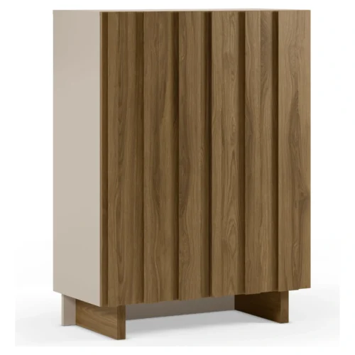 mueble auxiliar alto crema y roble