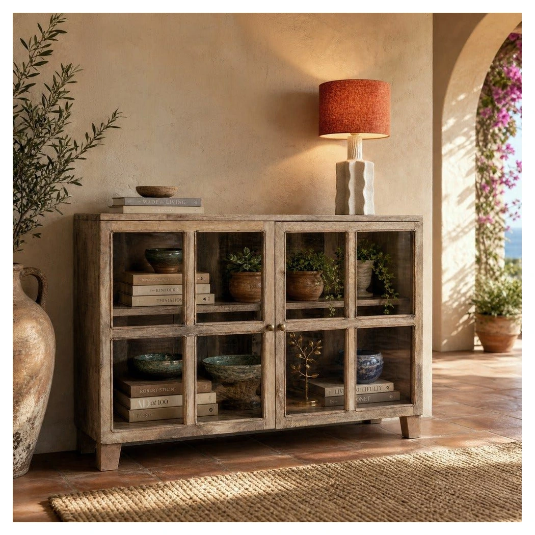 vitrina de madera de mango