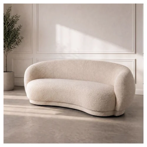 sofa curvo borreguito beige