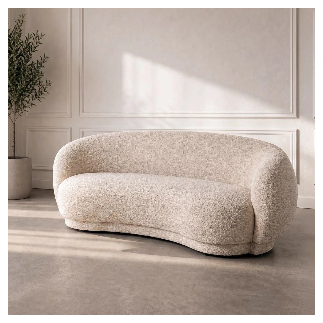 sofa curvo borreguito beige