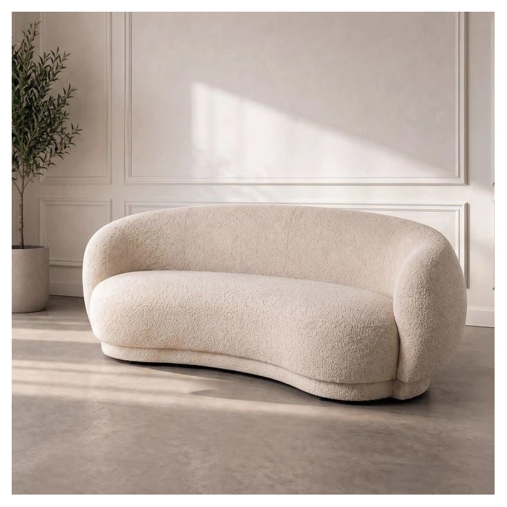 sofa curvo tapizado beige