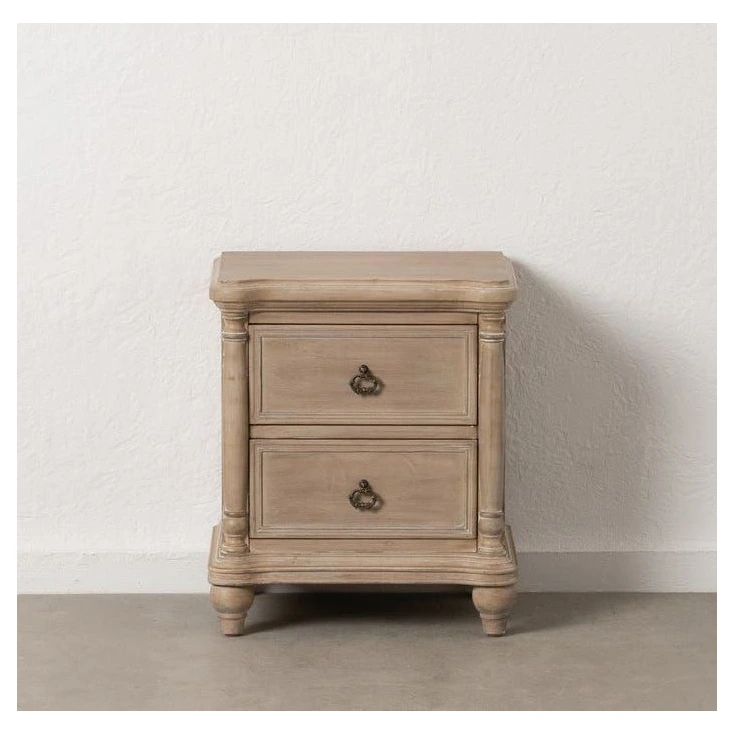 mesita noche madera natural cajones