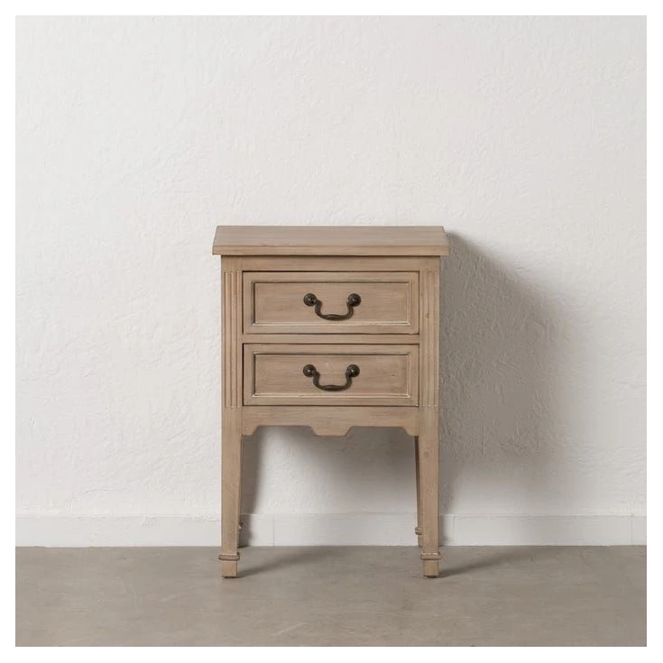mesita noche madera natural cajones