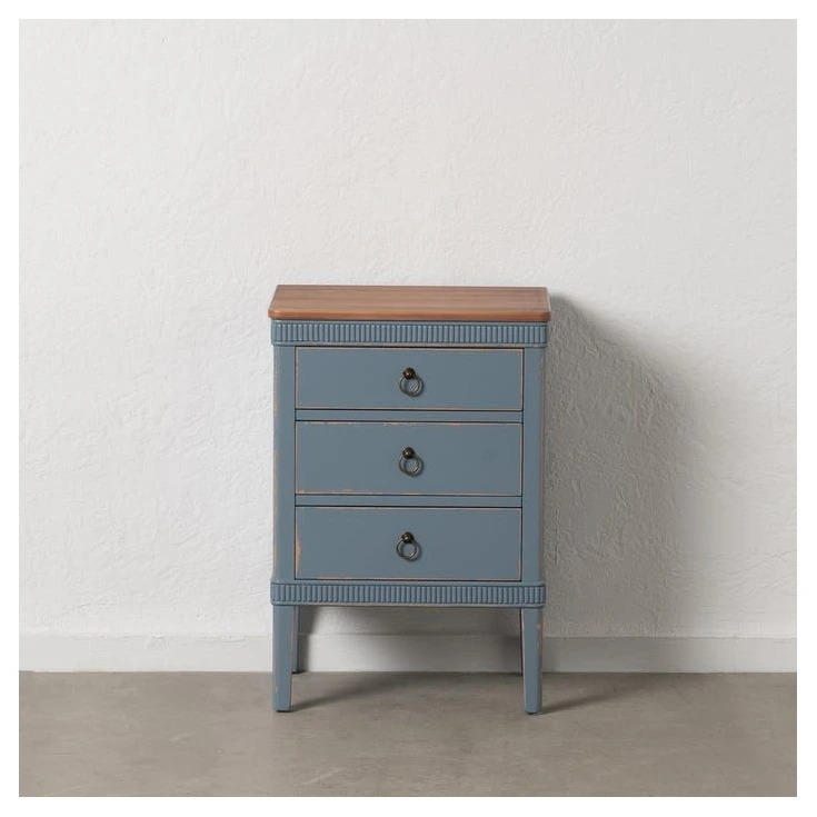 mesita de noche azul madera