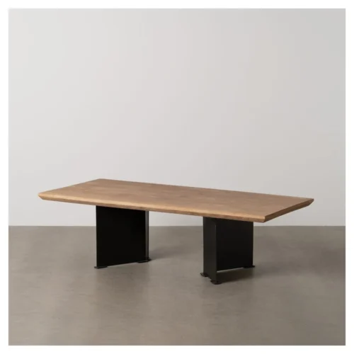 mesa de centro de madera y hierro