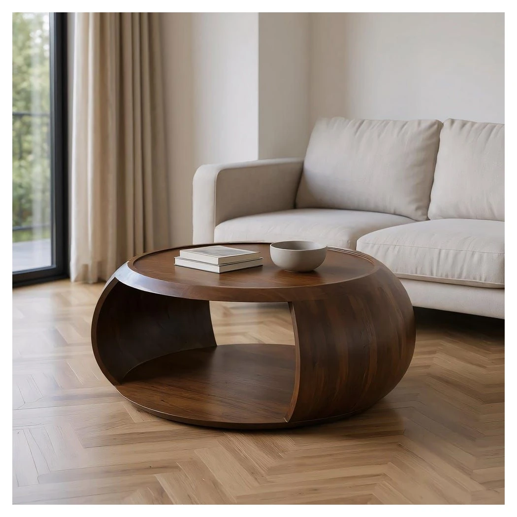 mesa centro redonda madera mango