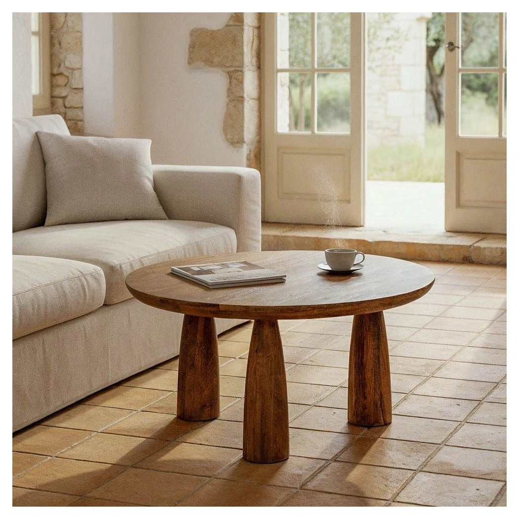 mesa de centro redonda de mango