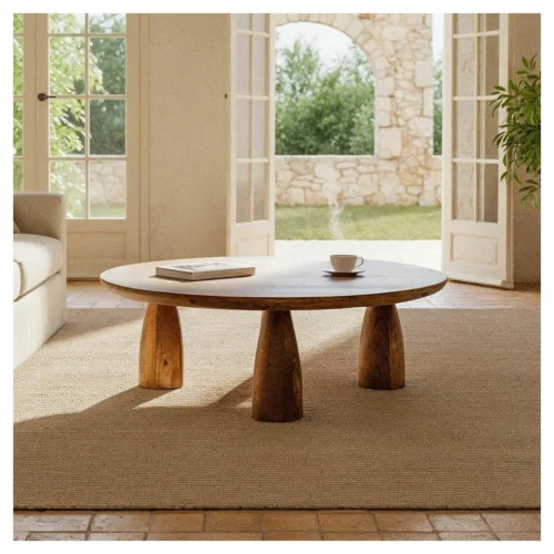 mesa de centro redonda madera