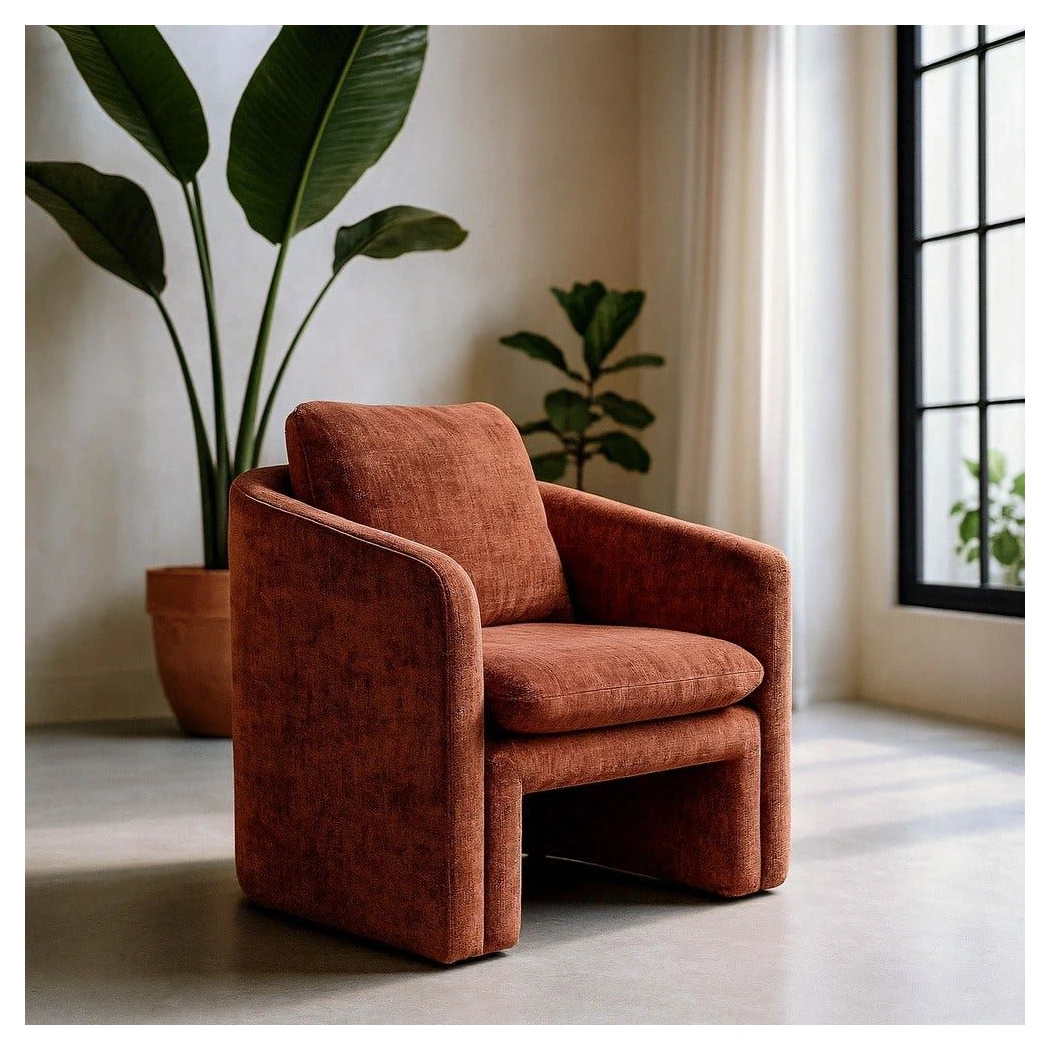 sillón tapizado color teja