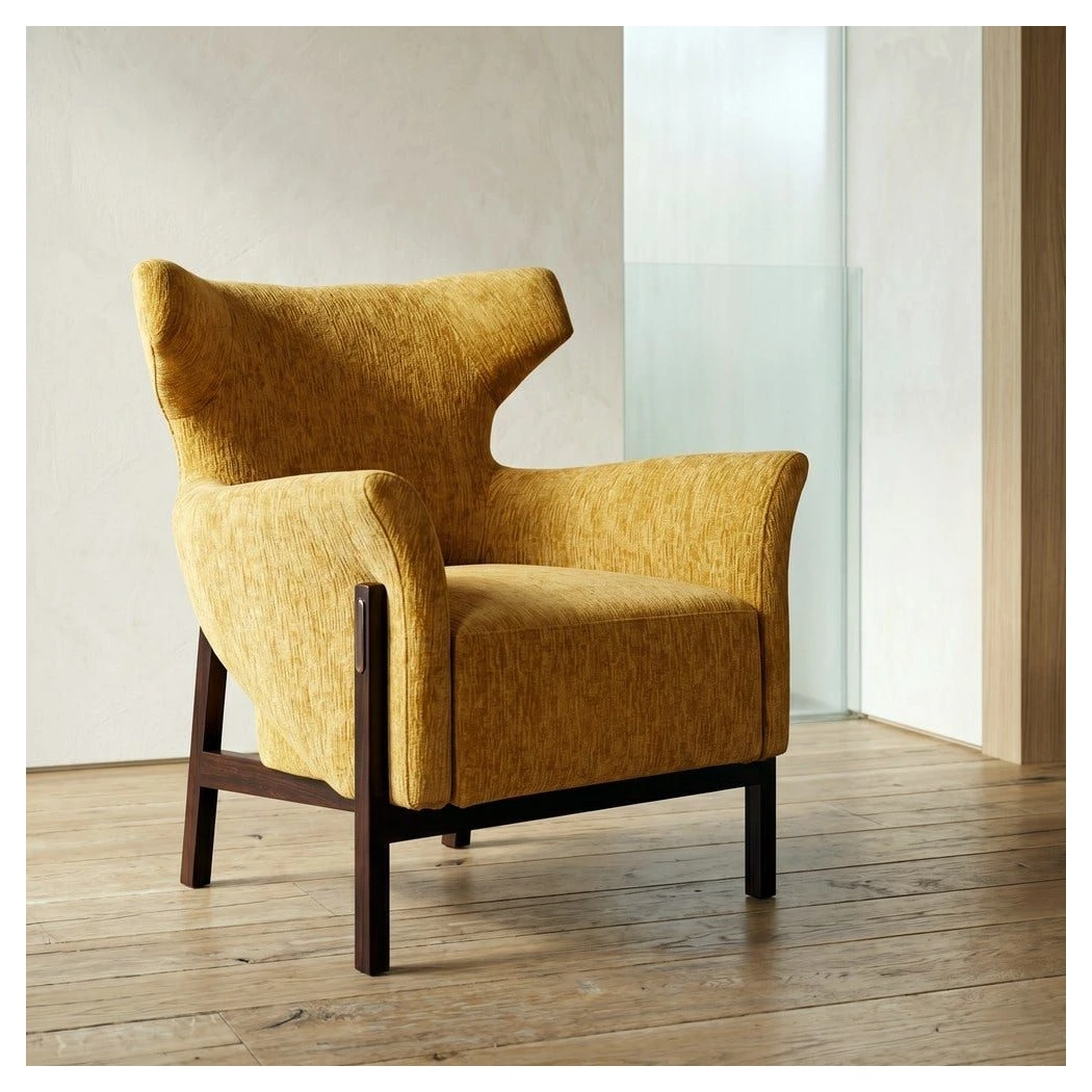 sillon mostaza patas madera