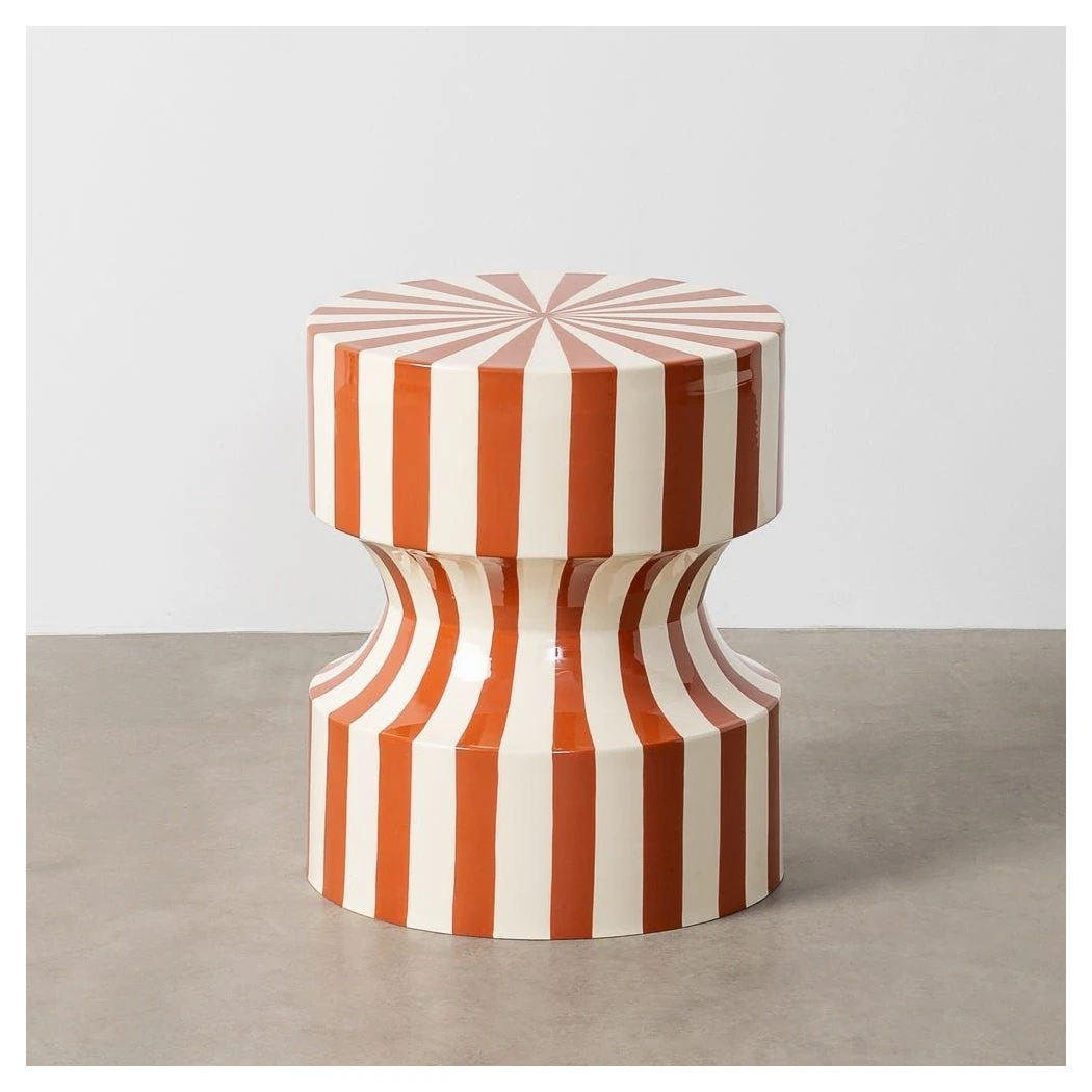 mesa auxiliar rayas terracota