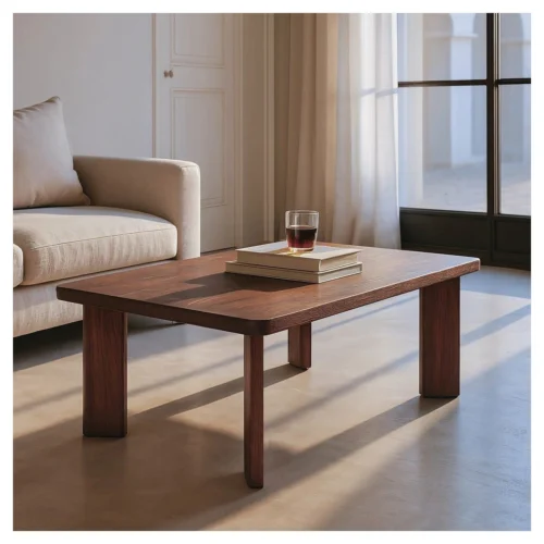 mesa de centro rectangular madera mango