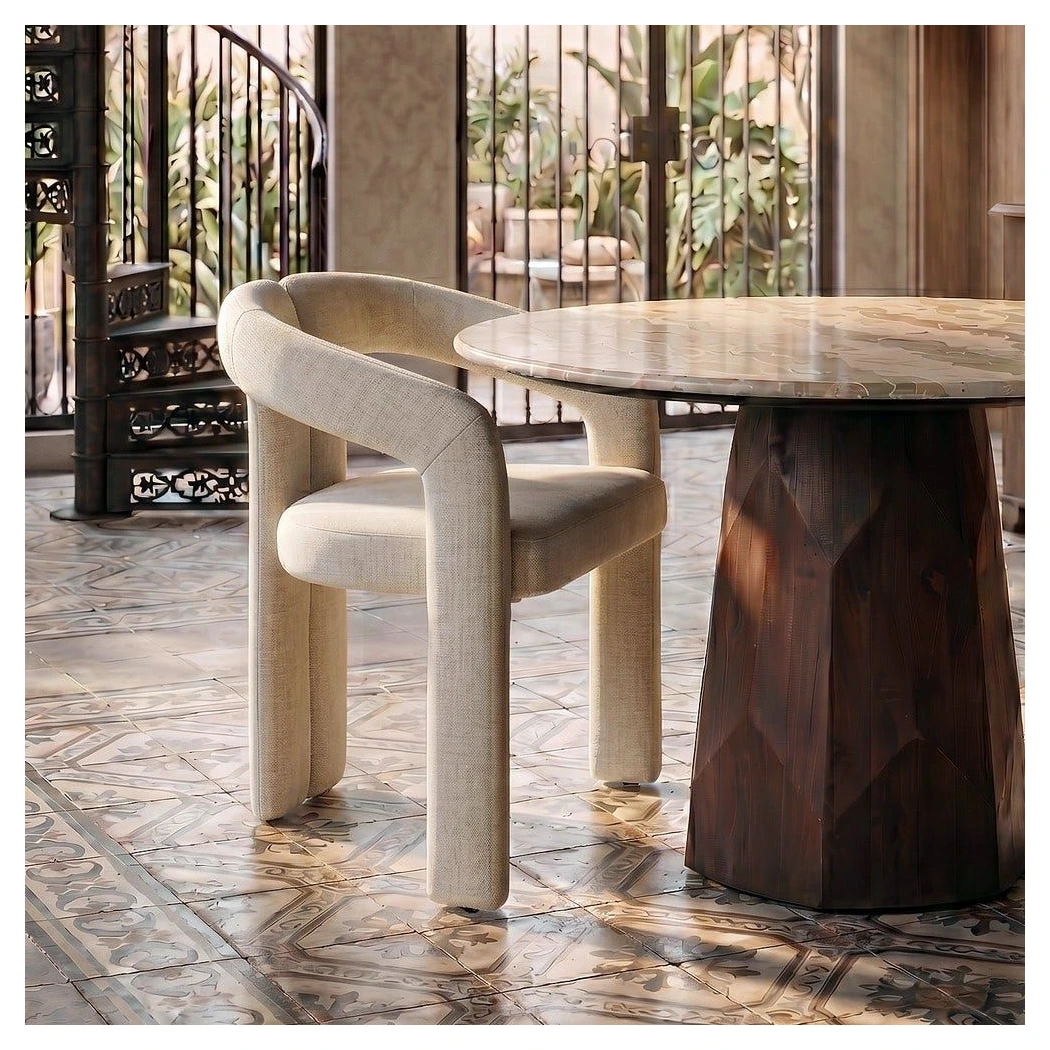 silla con brazos crema