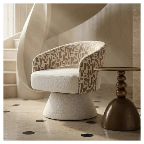 sillón giratorio crema y beige