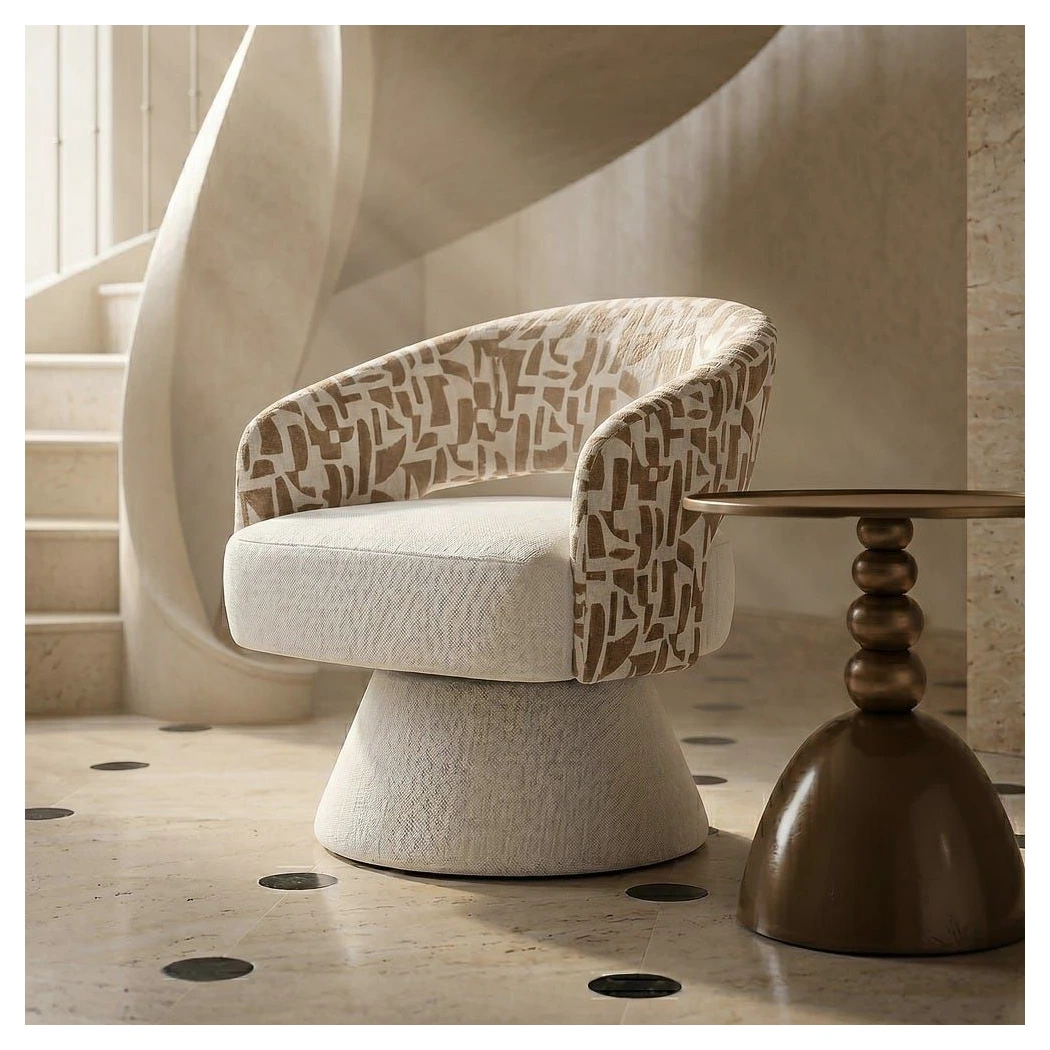 sillon giratorio crema beige tapizado