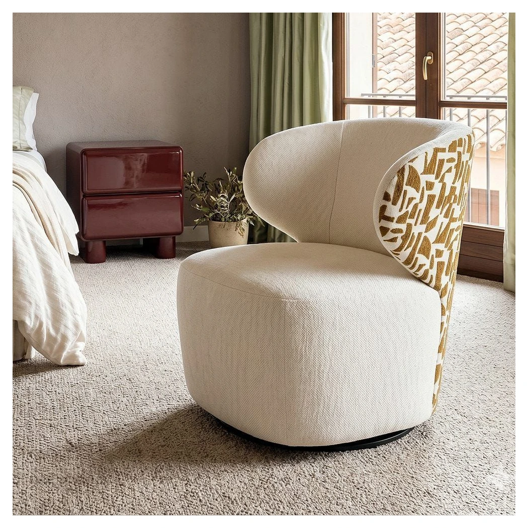 sillon tapizado crema y ocre