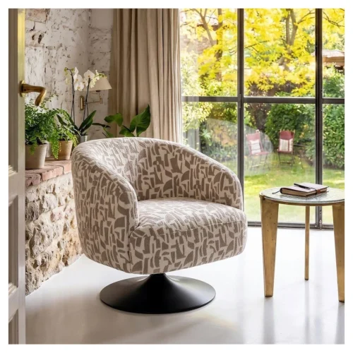sillon giratorio crema beige