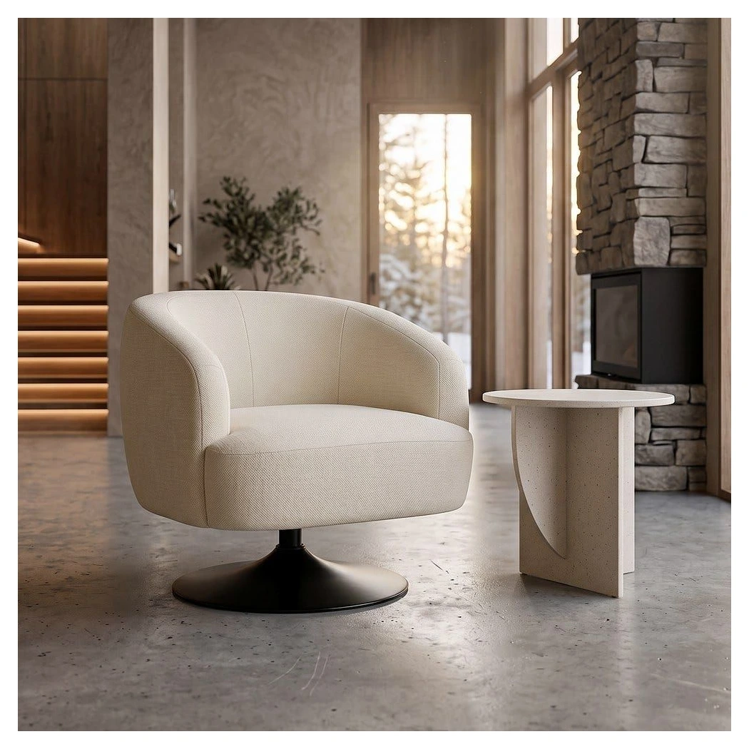 sillon giratorio crema tapizado