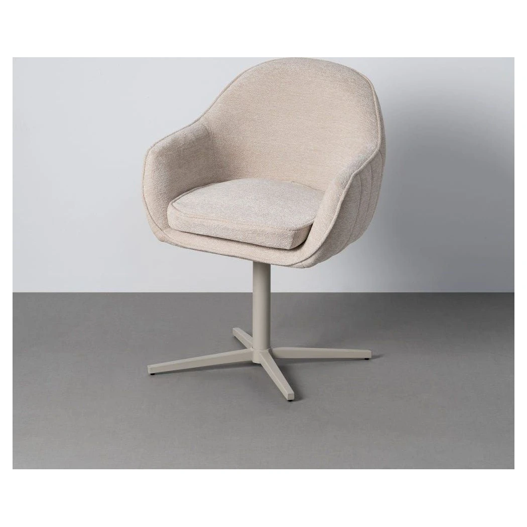 silla giratoria tapizada beige