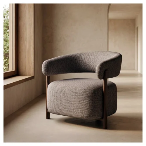 sillón tapizado gris