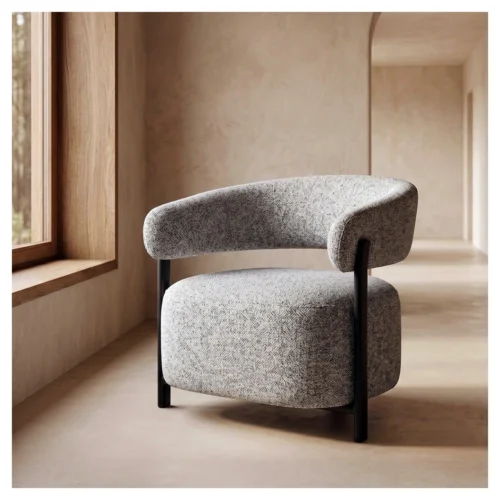 sillón tapizado gris y negro