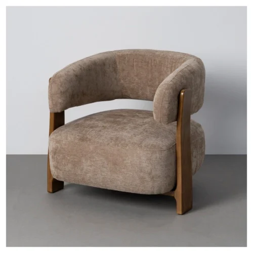 sillon tapizado marron madera