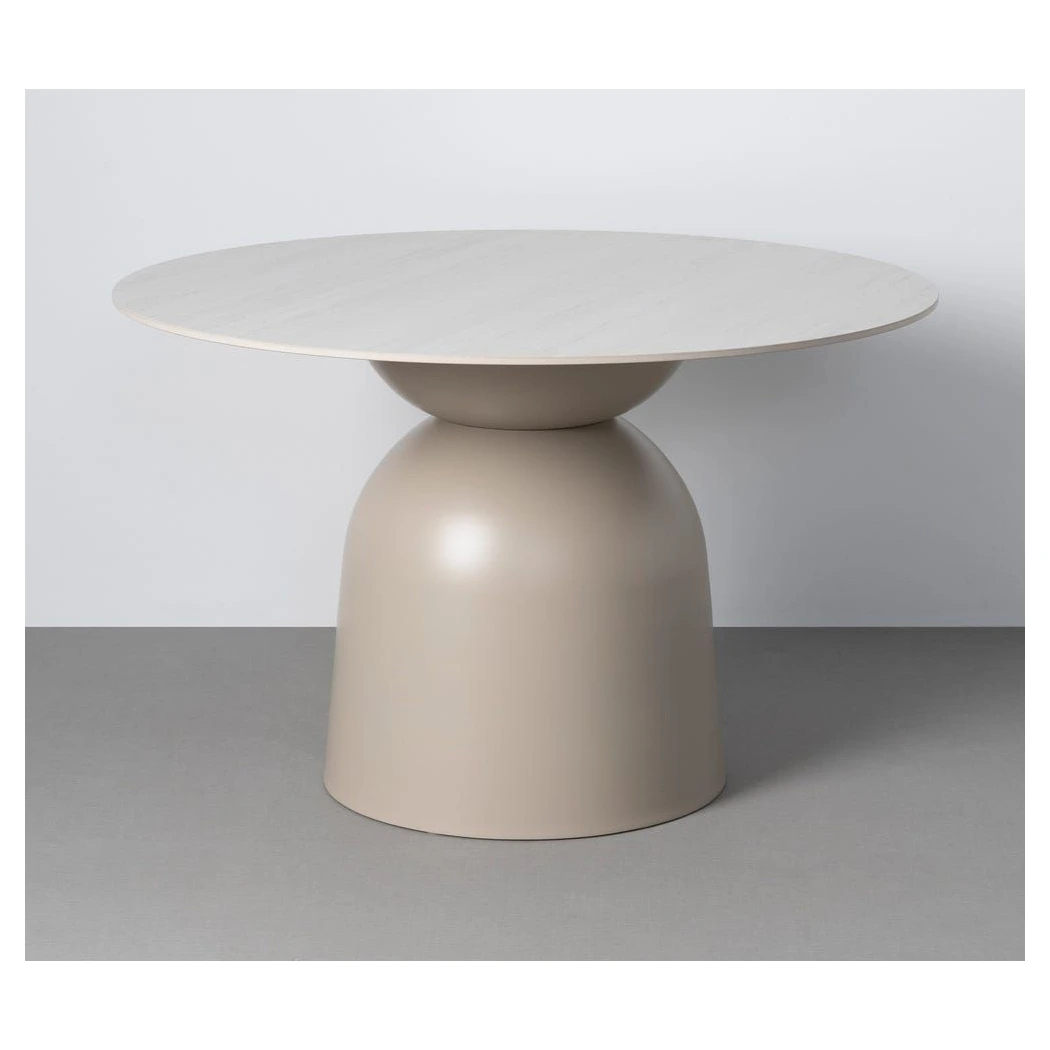 mesa de comedor redonda beige