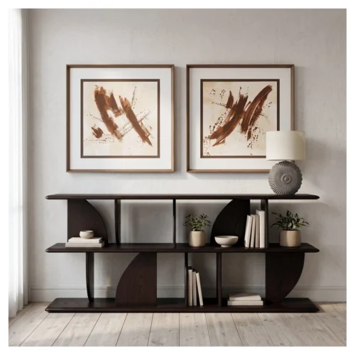 estanteria baja de madera marron