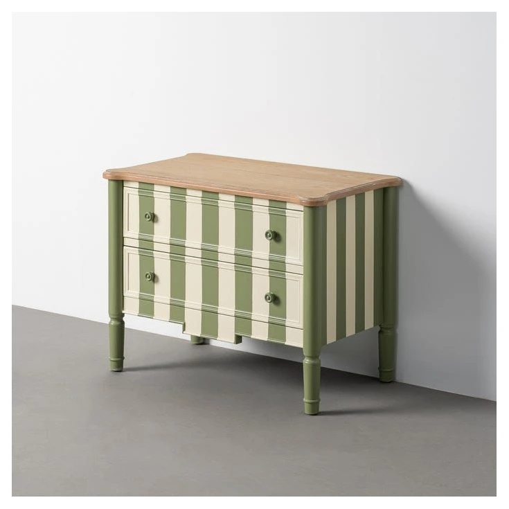 comoda rayas verde y crema