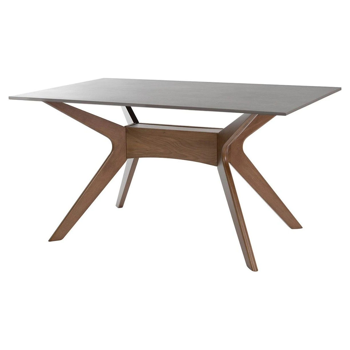 mesa comedor gris patas nogal