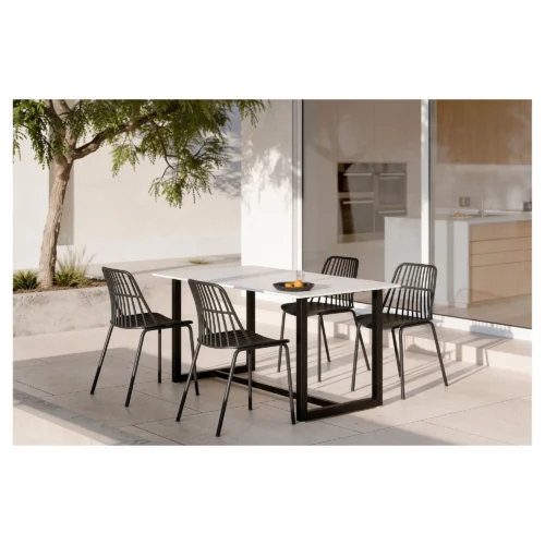 mesa exterior fija porcelanica negra