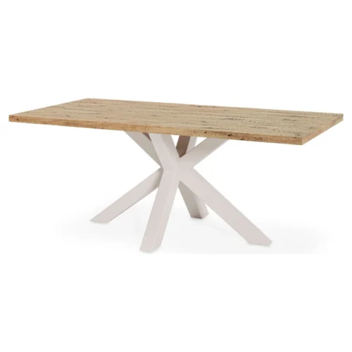 mesa comedor roble patas beige