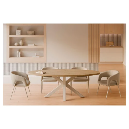 mesa comedor ovalada roble beige