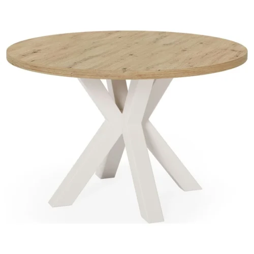 mesa comedor redonda roble beige