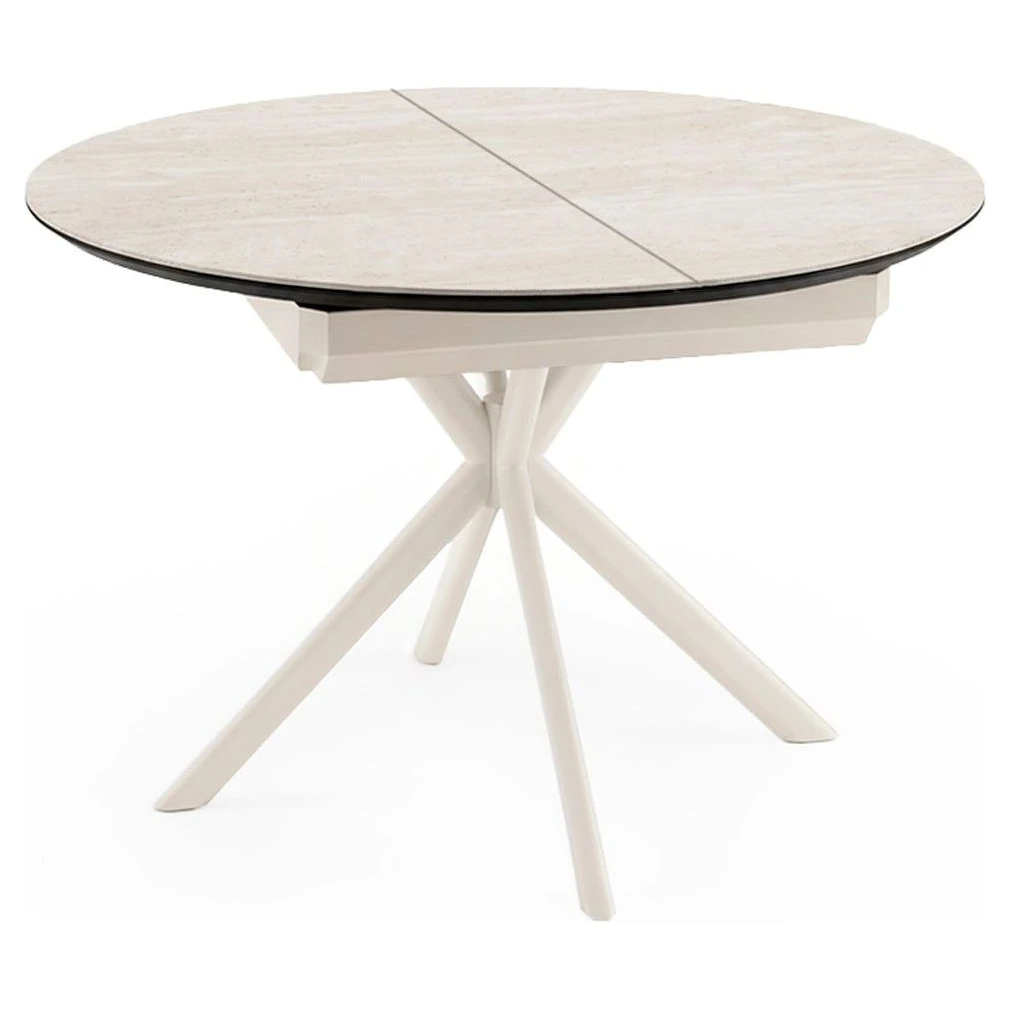 mesa extensible redonda travertino beige