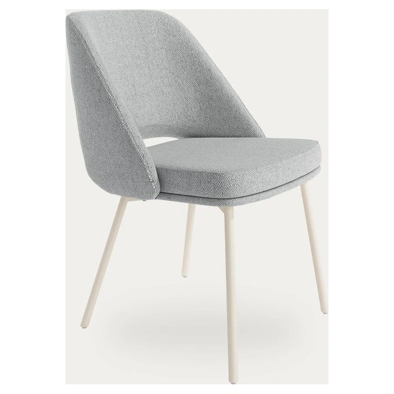 silla tapizada gris patas marfil