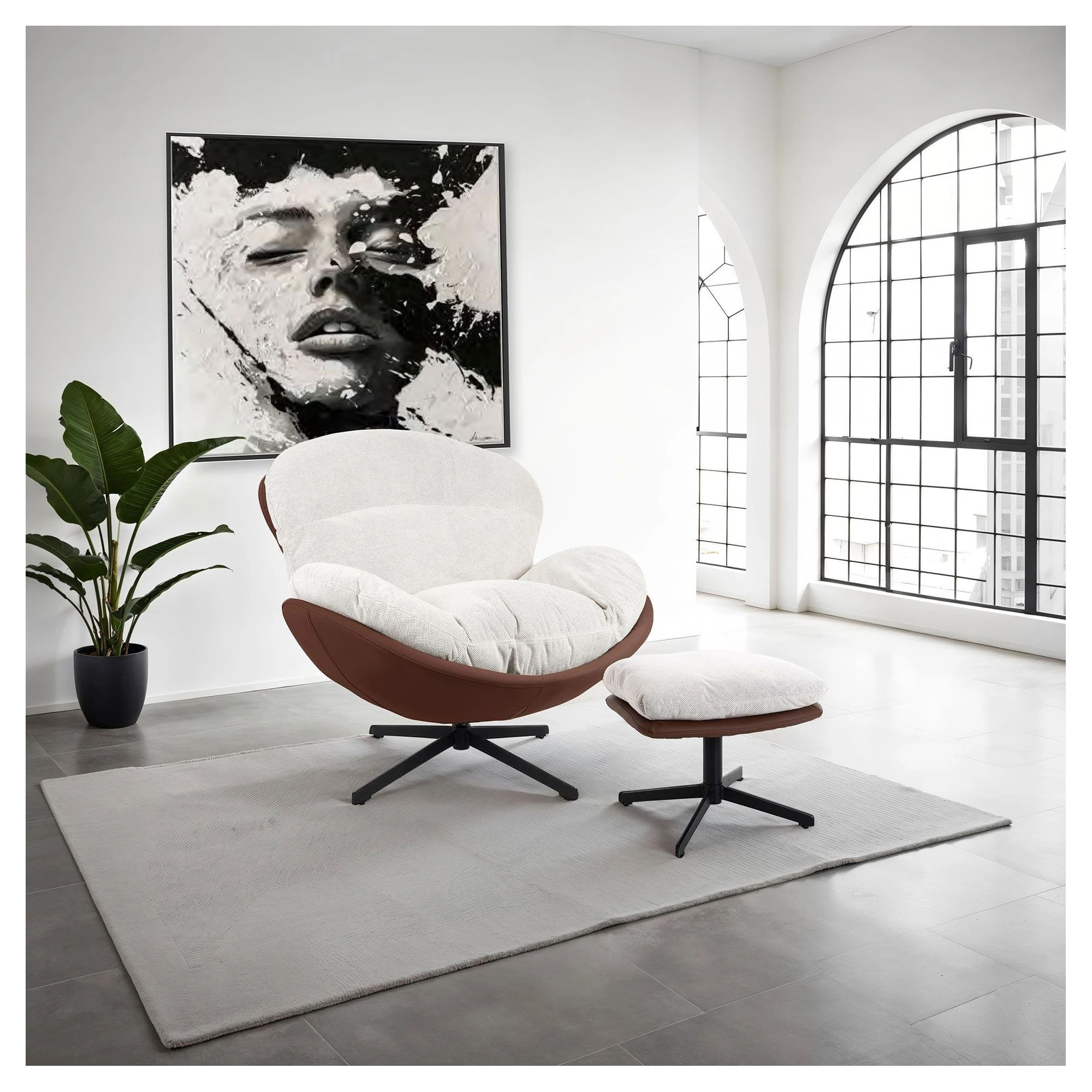 banqueta reposapies terracota beige
