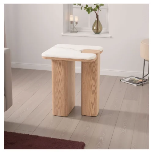 mesa auxiliar roble y marmol