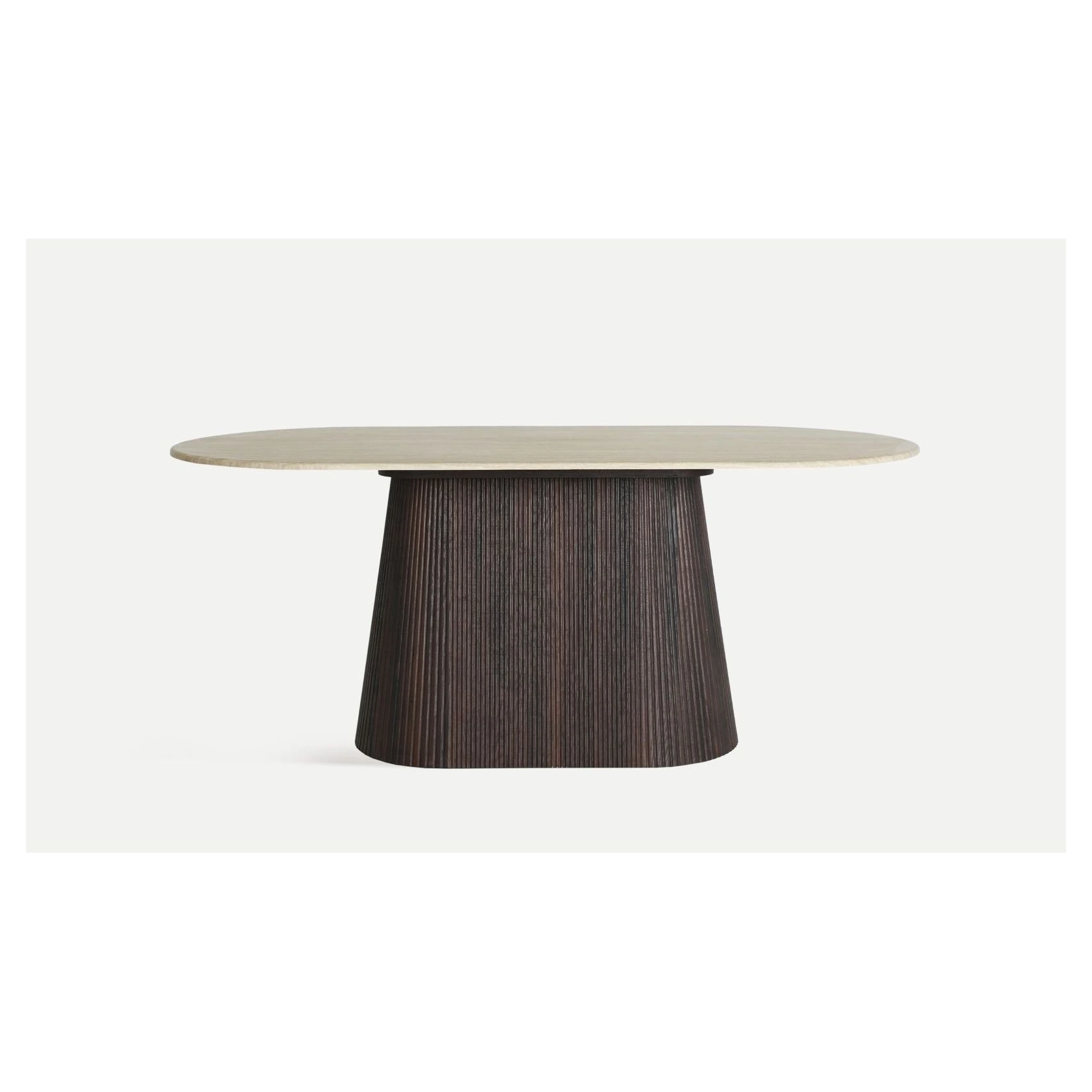 mesa comedor ovalada base estriada