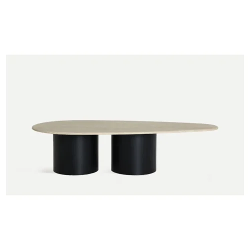 mesa de centro ovalada beige