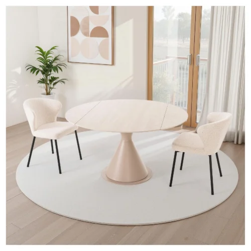 mesa extensible redonda marbol travertino