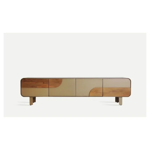 mueble tv beige y madera