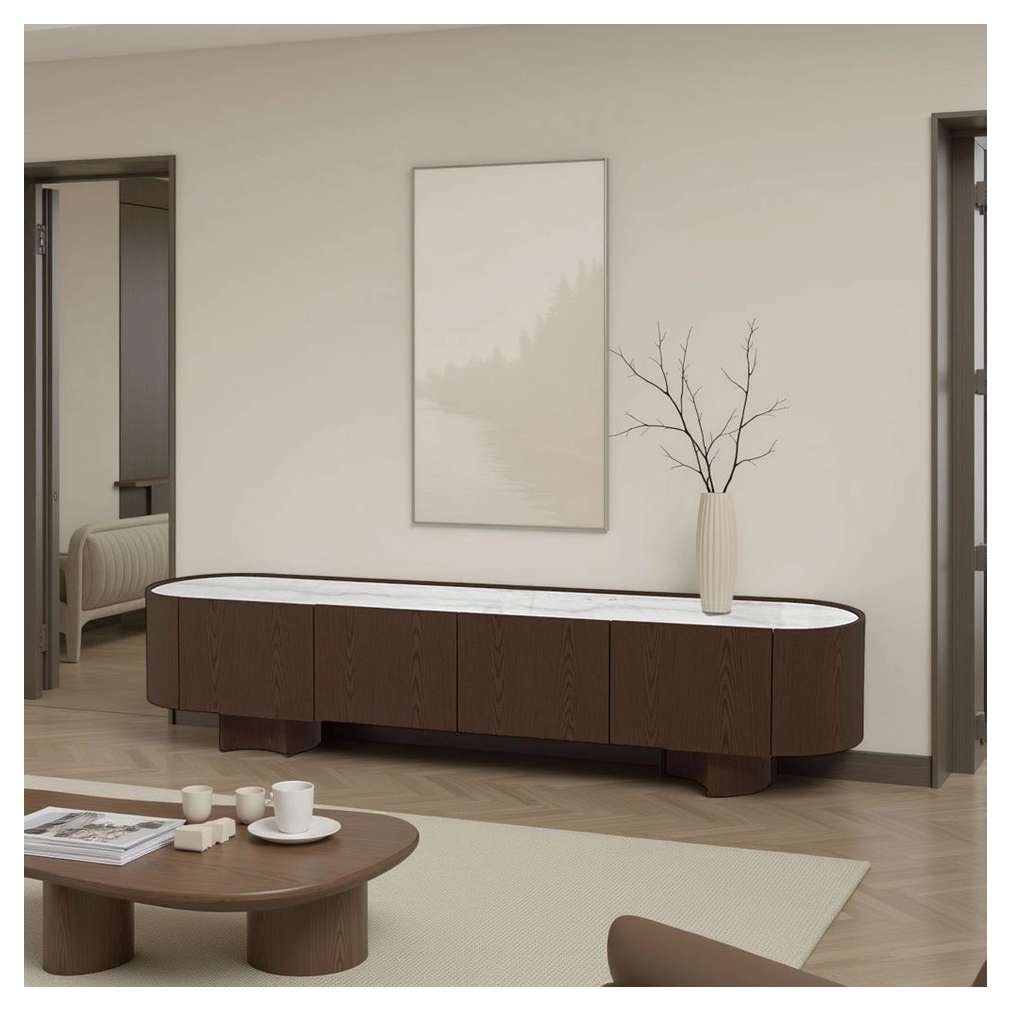 mueble tv nogal porcelanico