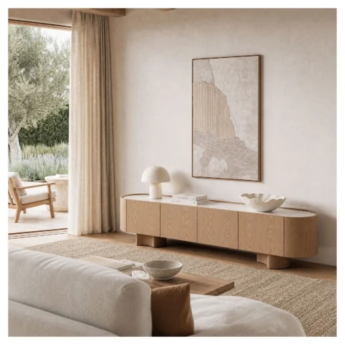 mueble tv roble y porcelanico